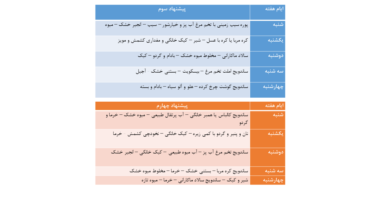 پیشنهاد میان وعده سالم برای مدرسه